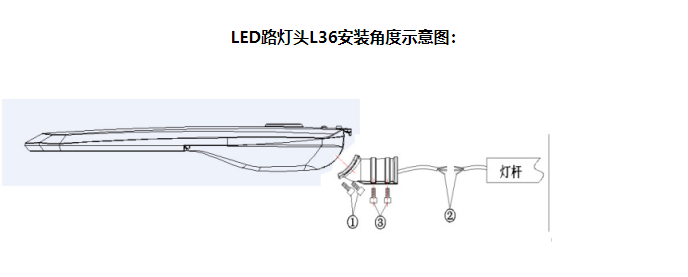 LED灯头安装拆卸方法图解-LED路灯L36路灯头安装示意图